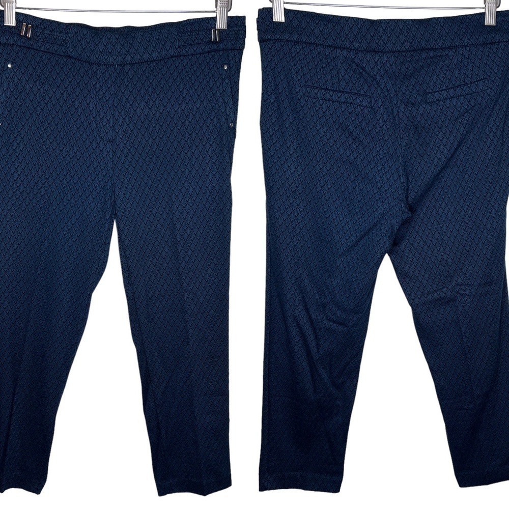 89th & Madison Women’s Blue Chevron Print Pull On Stretch Ankle Pants Size MP